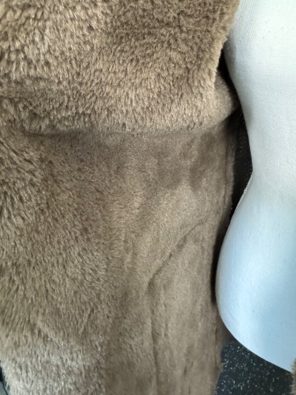 Anthropologie Sweater M Taupe Faux Suede Knit Long Coat W/Faux Shearling Collar - Picture 9 of 12